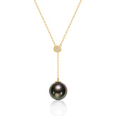 SMILEY 18K Diamond Tahitian Y Chain with Bead Gold Necklace